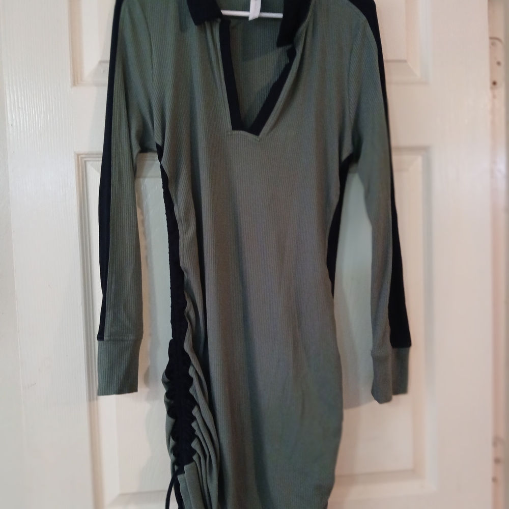 Elegant Long Sleeve Two-Tone Dress